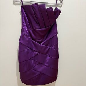 Cache Strapless Purple Dress